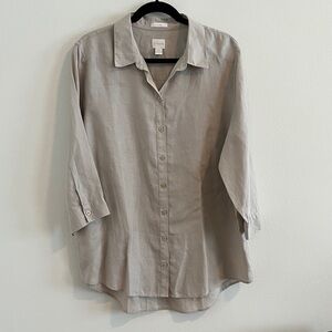 Chico's Women's Tan Button-Down Shirt
